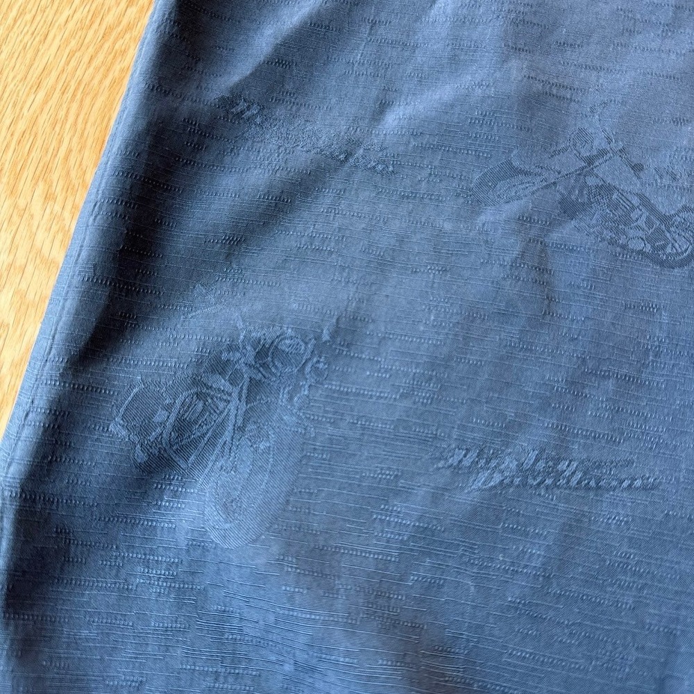 Harley Davidson 100% Silk Motorcycle All Over Embroidery Navy Button Up Mens L - Picture 9 of 9